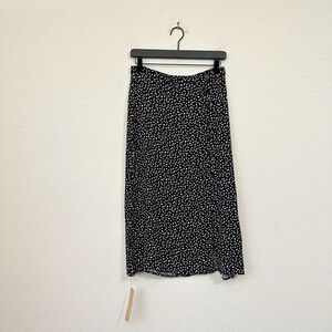REFORMATION Polka Dot Skirt Black Side Slit Whimsigoth Retro NWT